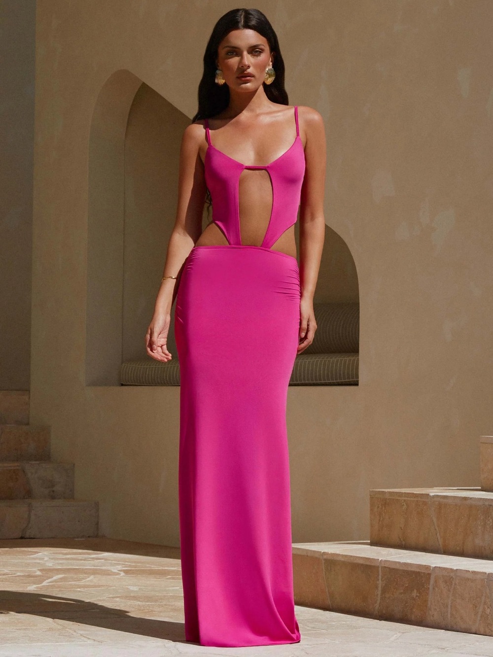 Peppermayo Fuchsia Cutout Maxi Dress